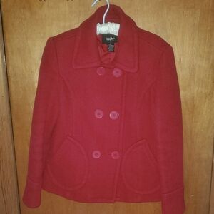 Willow Red Peacoat Classic Wool Blend
